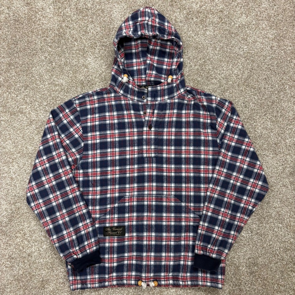 The Vermont Flannel Co. Hooded Pullover Flannel Anorak USA Made Size XS